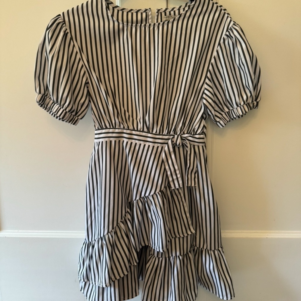 Habitual Kids Girls’ Striped Faux Wrap Dress